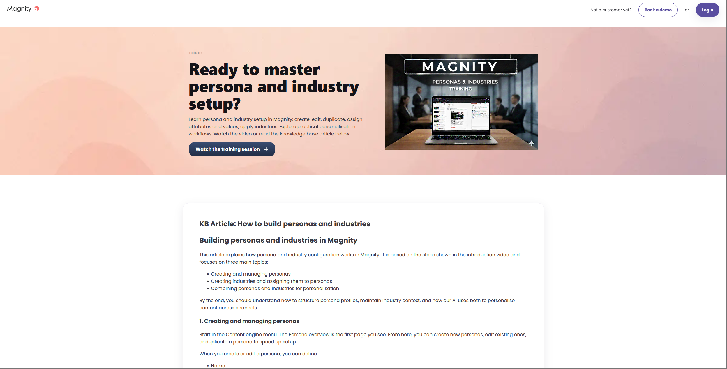 Want to explore the details of persona and industry setup in Magnity? Explore our knowledge base article to get an in depth description thumbnail