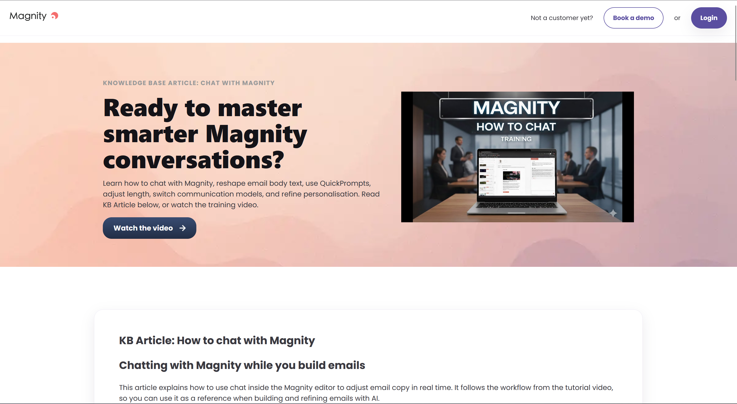 Read the knowledge base article on how to chat with Magnity thumbnail